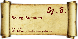 Szorg Barbara névjegykártya